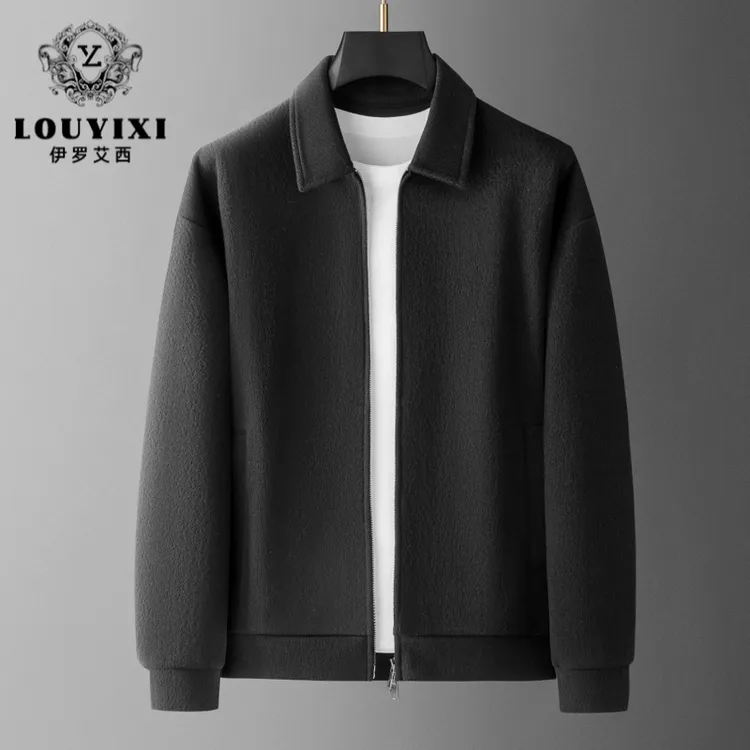LOUYIXI男士翻领夹克外套春秋季新款宽松休闲上衣高端男装