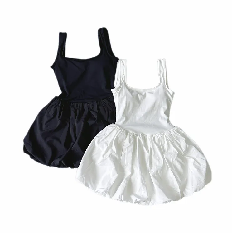 fluide连体网球蓬蓬裙健身瑜伽普拉提提臀收腹时尚百搭高弹带胸垫