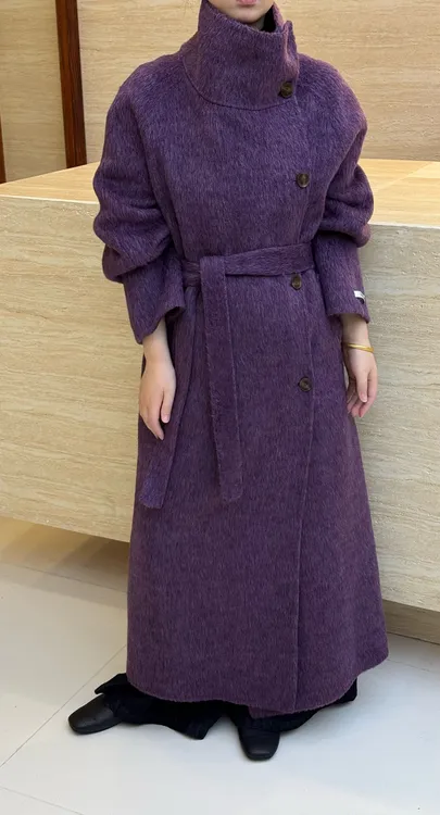 M.MAI-复古立领宽松显瘦加长款秋冬气质外套新款秋冬加厚手缝大衣