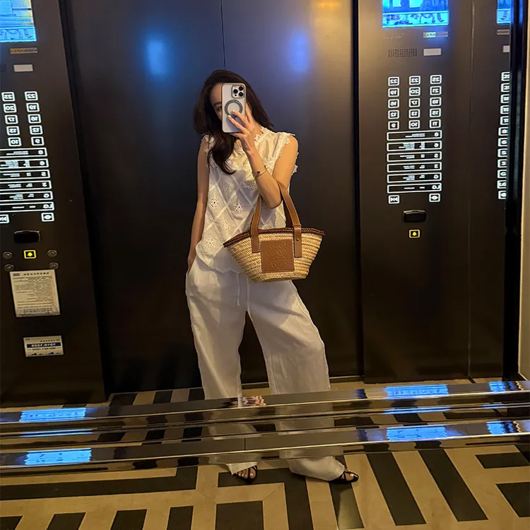 KEEP KAPU靠谱【清风茉白】亚麻+天丝透气感抽绳白色直筒裤KP250650