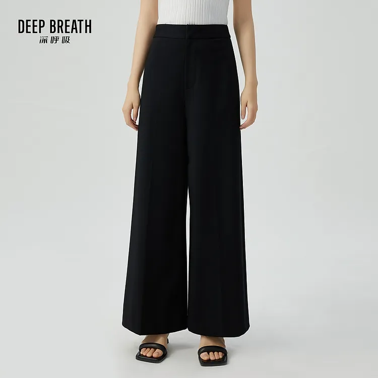 DEEP BREATH深呼吸女装新款休闲通勤四面弹阔腿裤长裤女8100067
