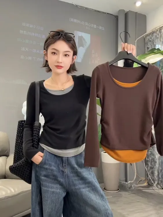 欧货高端简约2025早秋新款打底衫休闲修身显瘦针织衫长袖上衣