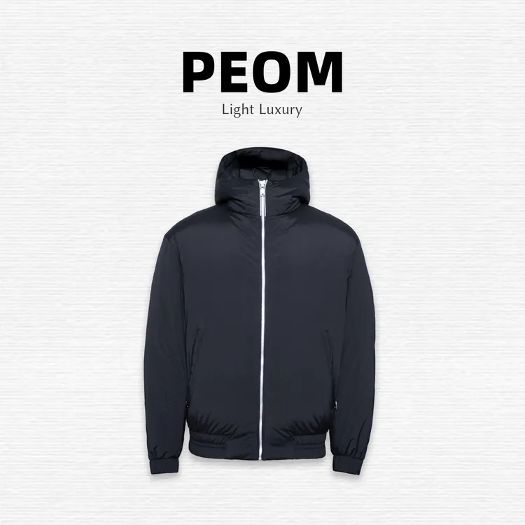 877812 【90白鹅绒】男士连帽鹅绒服保暖极简风拼绵羊皮厚款羽绒服