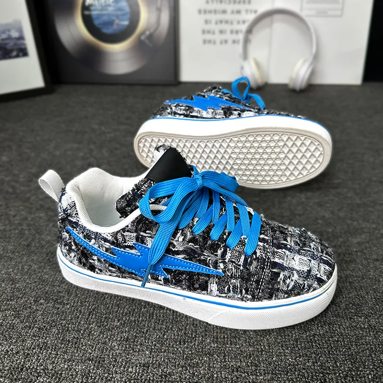 学生男女款百搭厚底情侣运动滑板鞋国潮风小众复古闪电美式面包鞋