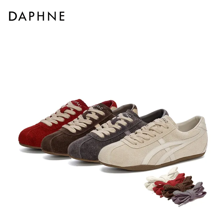 【宋茜代言】2025达芙妮复古系带休闲鞋时尚德训鞋耐磨百搭平底鞋