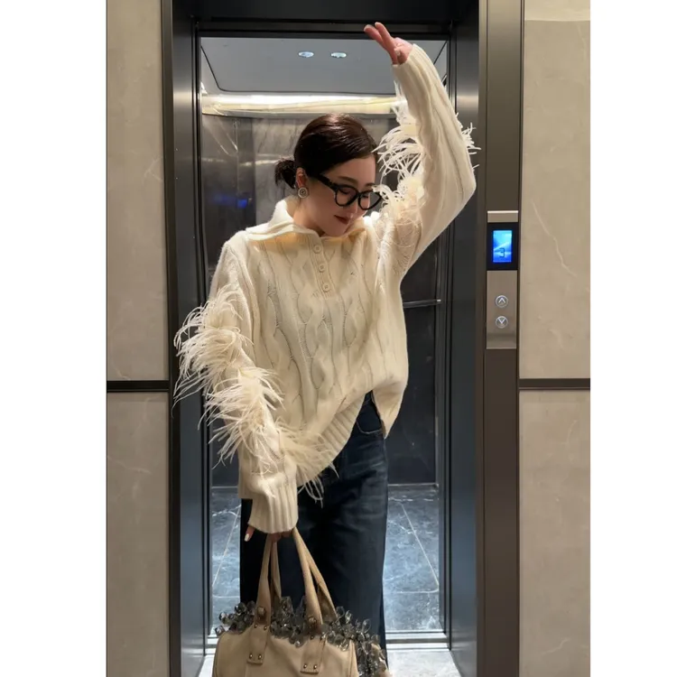 TheBay【简爱】羊毛绞花高领毛衣Bay2SQZR0185