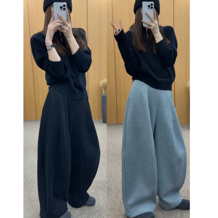 流行一整套2025秋冬新款时尚气质慵懒风百搭宽松毛衣裤子两件套