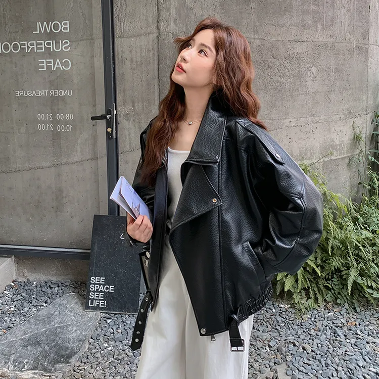 港风复古高级感黑色皮衣短外套女秋季2025新款小个子pu夹克机车服