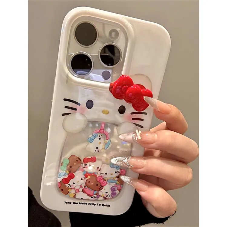 雅天立红色凯蒂蝴蝶结适用iPhone16pro苹果手机壳华为vivoppo小米