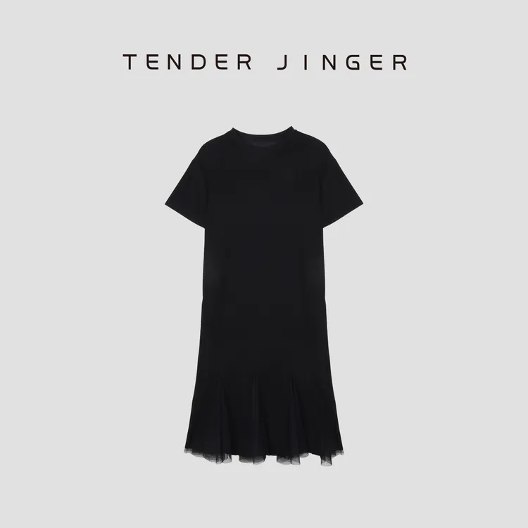Tender Jinger【黑标】圆领短袖鱼尾摆连衣裙T52TG80546