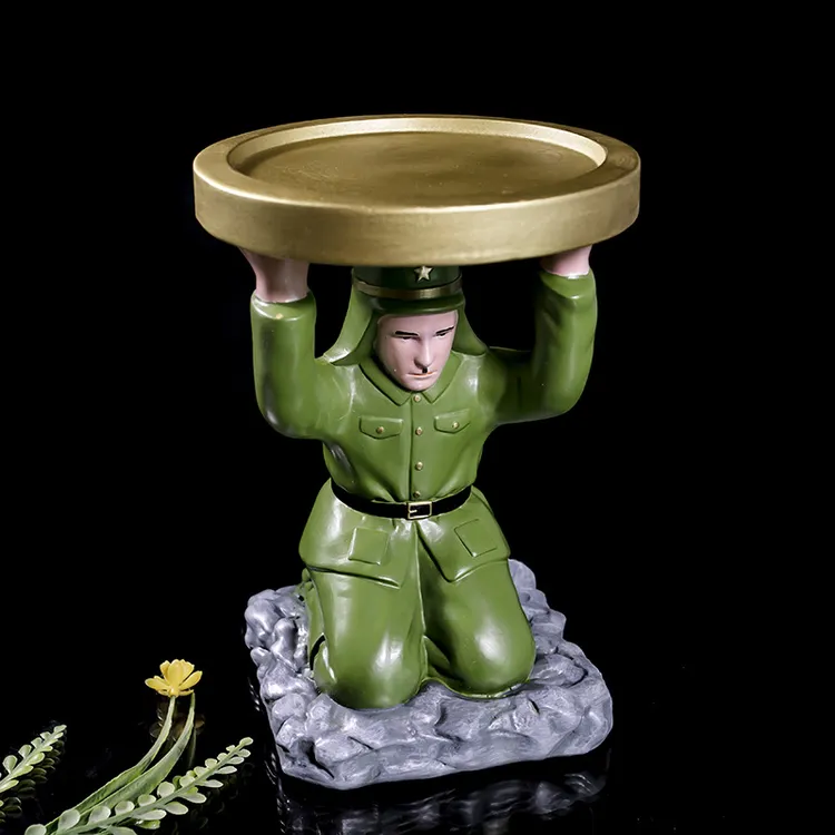 小日子上菜网红餐厅摆台主题饭店树脂人物摆件烟缸国潮风格通用国