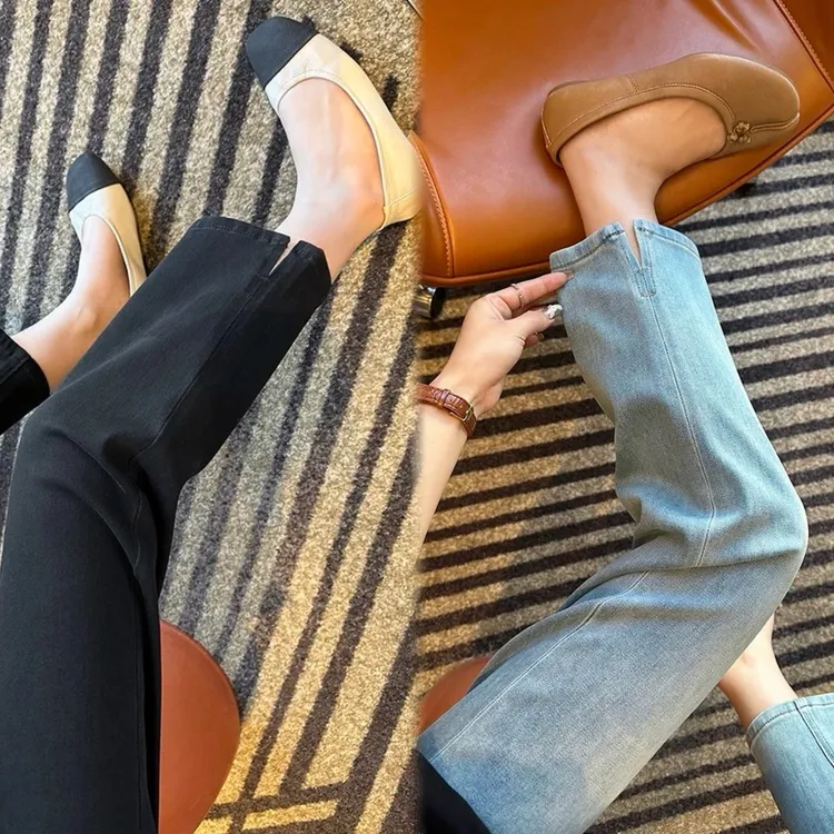 莱赛尔天丝直筒牛仔裤女夏季新款梨形身材高腰宽松显瘦开叉阔腿裤