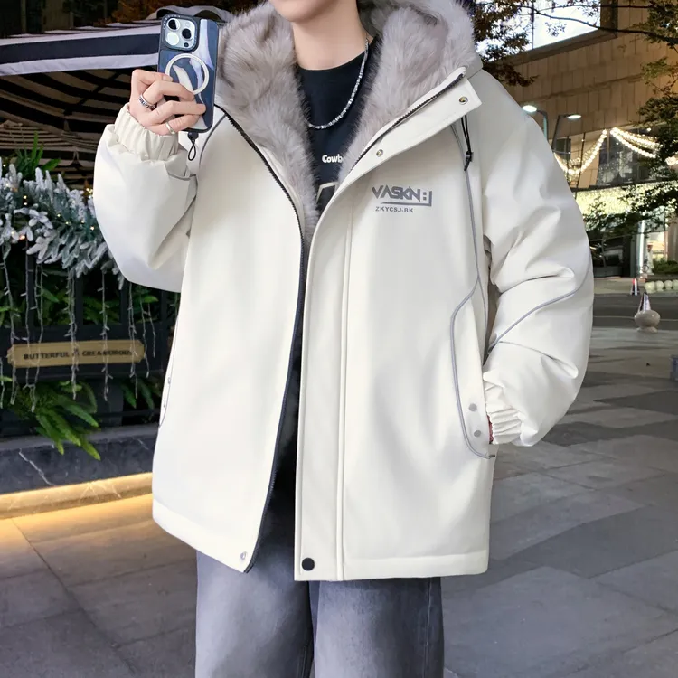 2025冬季青少年新款加绒加厚时尚潮流休闲百搭学生男保暖夹克外套