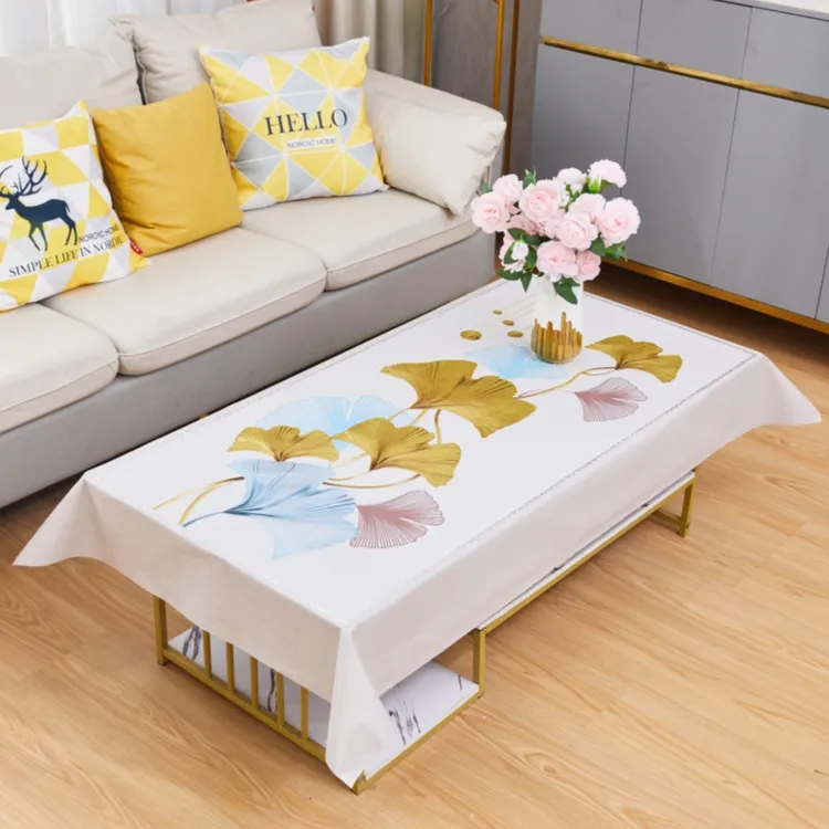 新中式长方形茶几布防水防油防烫PVC餐桌布家用免洗加厚桌台布