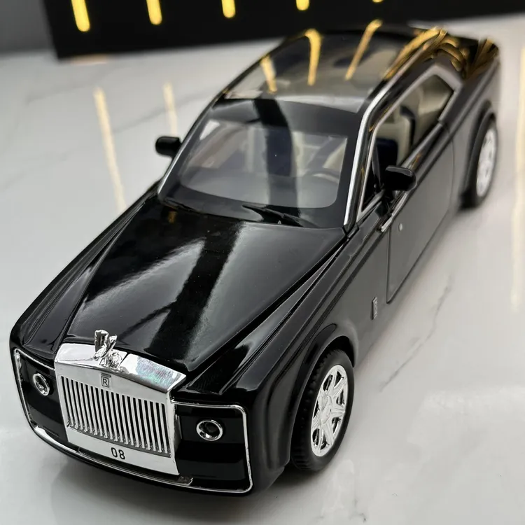 XLG合金车模1:24劳斯慧影跑车4开门声光回力玩具车音乐模型摆件品