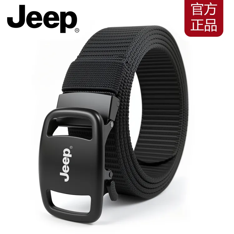Jeep简约战术布皮带休闲运动尼龙帆腰带自动扣款男士户外耐磨裤带