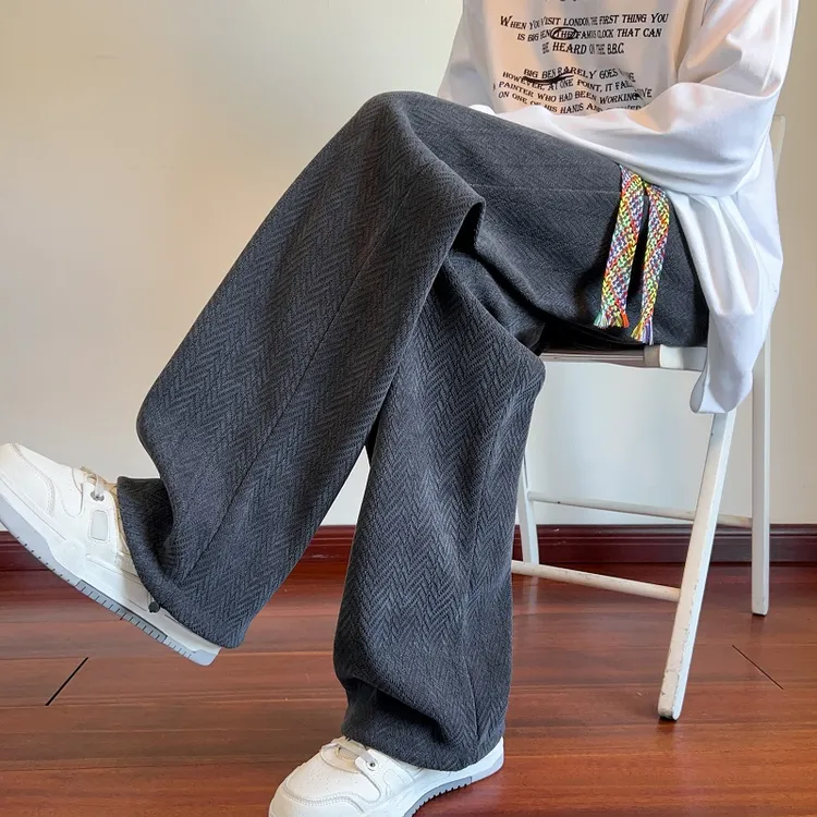 氛围感休闲裤男秋季2025新款宽松百搭垂感直筒裤美式潮牌复古卫裤