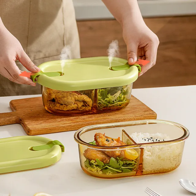 玻璃饭盒微波炉加热专用保鲜碗上班族带饭便当外带密封冰箱保鲜盒