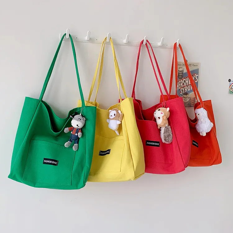 单肩背包女韩版百搭糖果帆布包包复古休闲学生大容量斜挎包潮