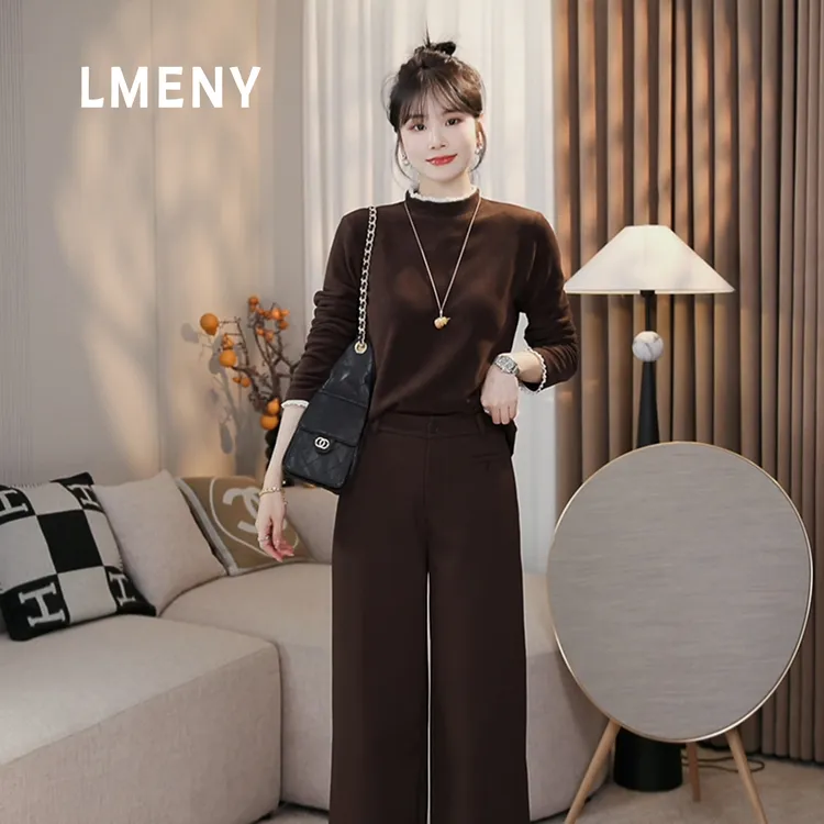 LMENY“速暖打底”内在美～加厚双面澳绒半高领花边百搭打底25DT005