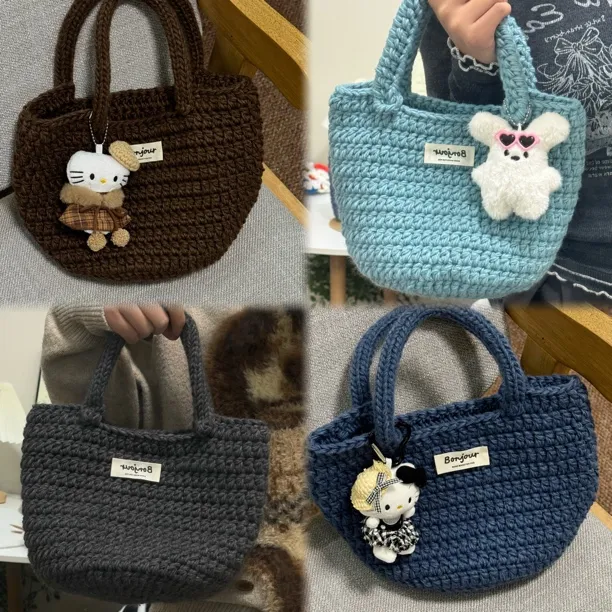 怪趣物语秋冬手拎包手工钩针编织diy材料包成品