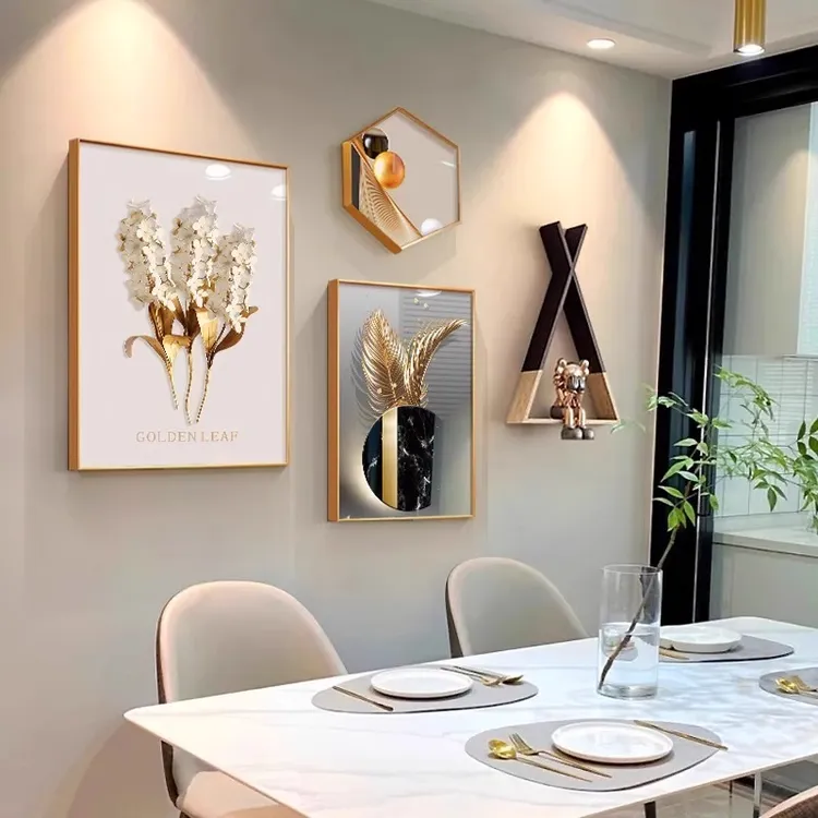客餐厅装饰画轻奢高级感现代简约挂画饭桌边柜背景墙面厨房抽象壁