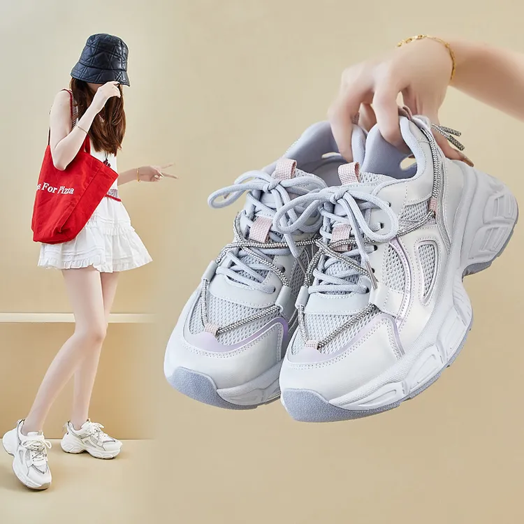 夏天单网透气老爹鞋女2025新款厚底增高小个子显脚小百搭运动鞋女