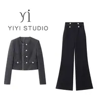 【暮色世纪羽绒服】<中秋国庆大狂欢>正肩香风羽绒外套高腰直筒长裤