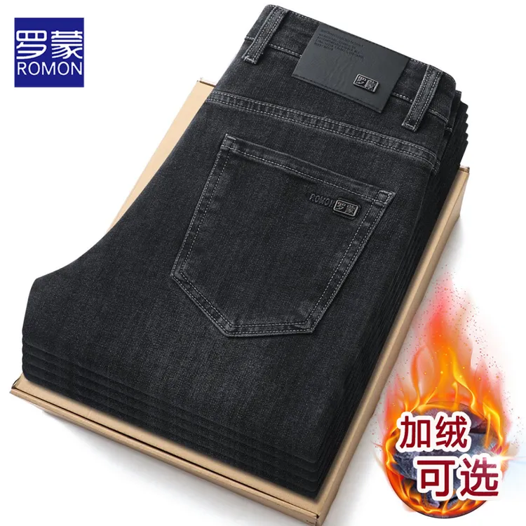 罗蒙秋冬厚款牛仔裤加绒加厚裤子男款爆款2025新款休闲弹力直筒裤