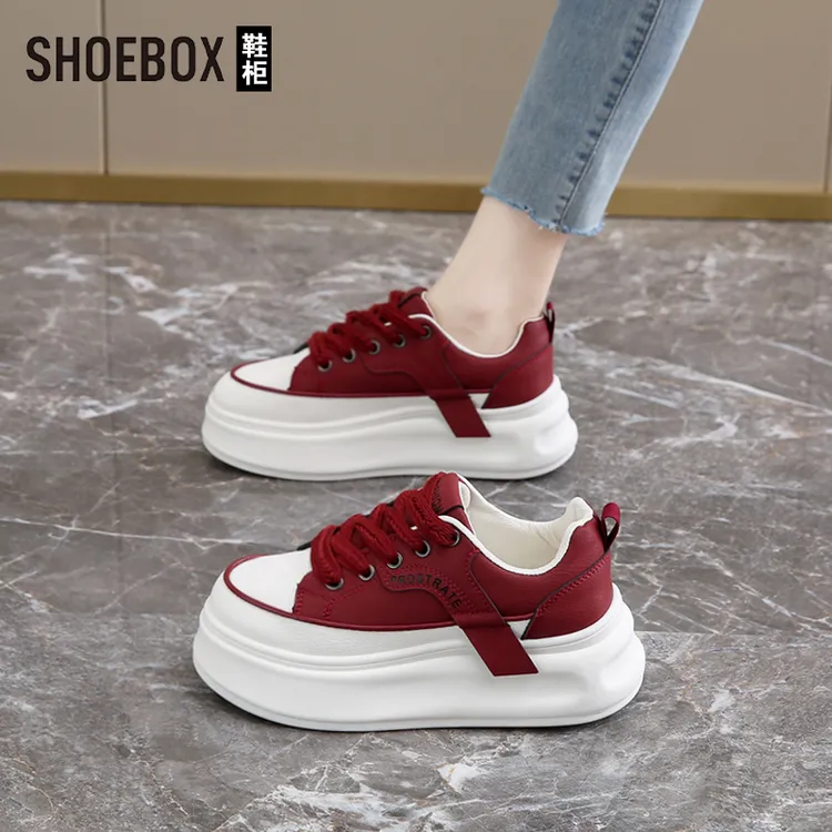 SHOEBOX鞋柜踩屎感爆款小白鞋女2025秋季新款鞋子厚底休闲板鞋