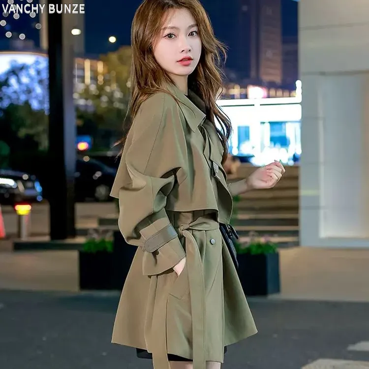 BUNZE风衣外套小个子女2025新款春秋中长版韩版时尚洋派大衣高端