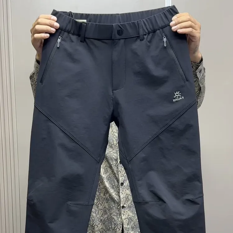 秋冬新款户外刺绣直筒防风长裤休闲软壳弹力休闲长裤