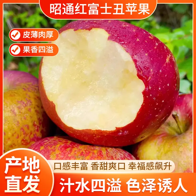 云南昭通冰糖心丑苹果新鲜当季脆甜多汁果园现摘现发家长