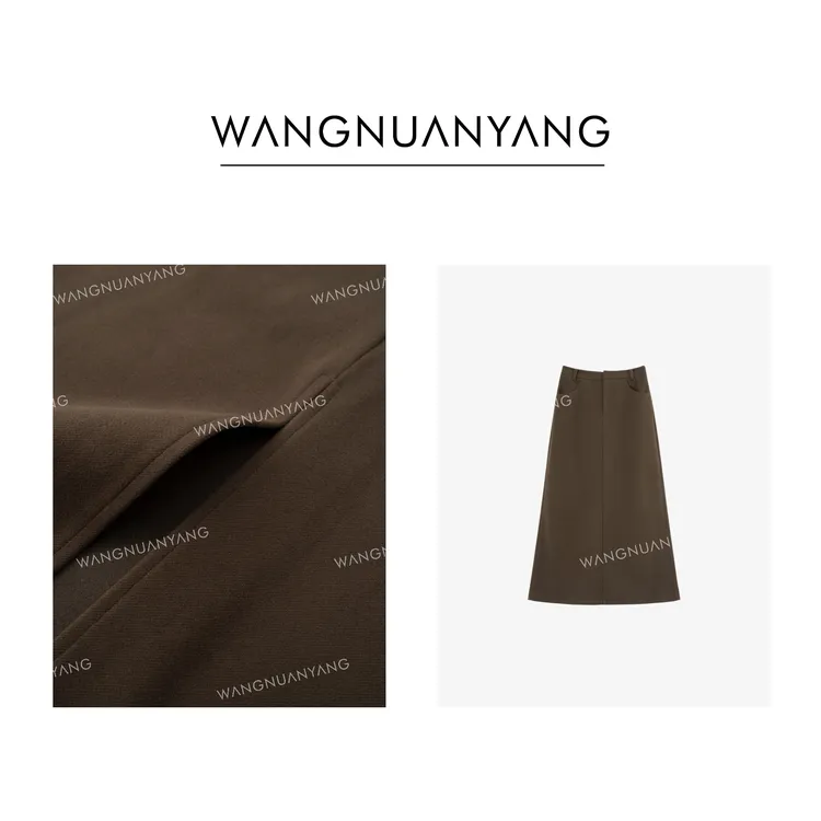 【王暖阳】岁安|秋冬半松紧高腰气质直筒长款毛呢半身裙