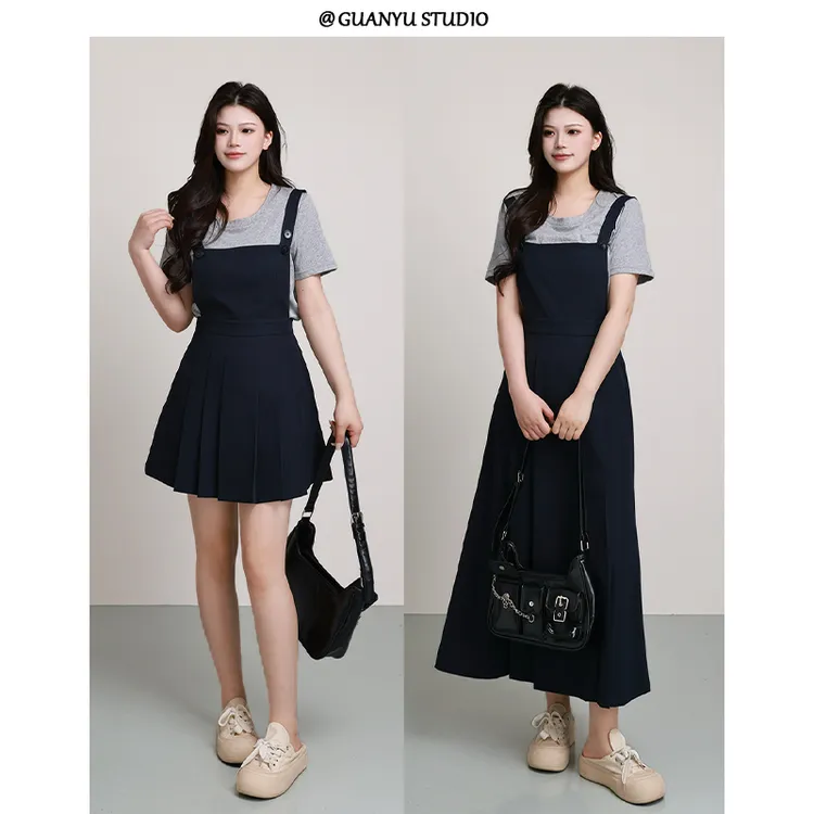 【韩系情书】蛋妹大码女装微胖mm夏季背带裙套装DM27365/DM27366