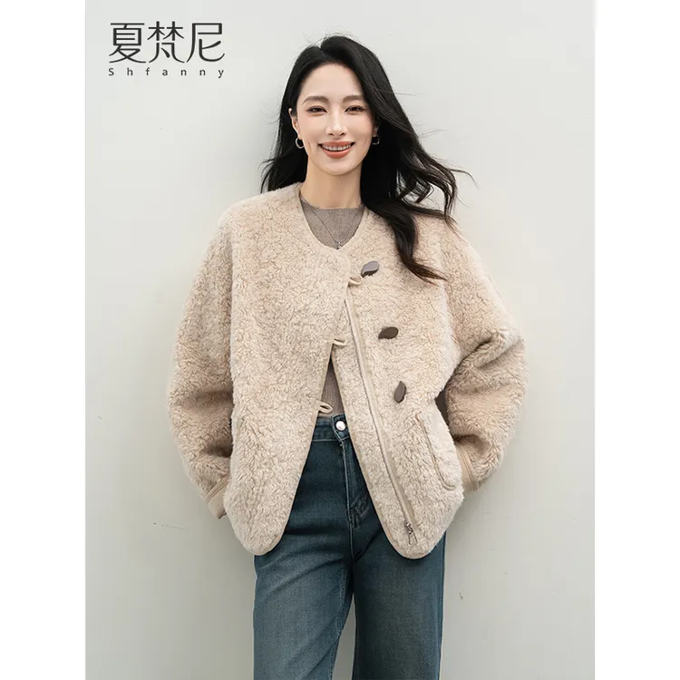 夏梵尼左岸呢语秋冬仿皮毛一体网红高级感外衣休闲百搭毛毛外套女