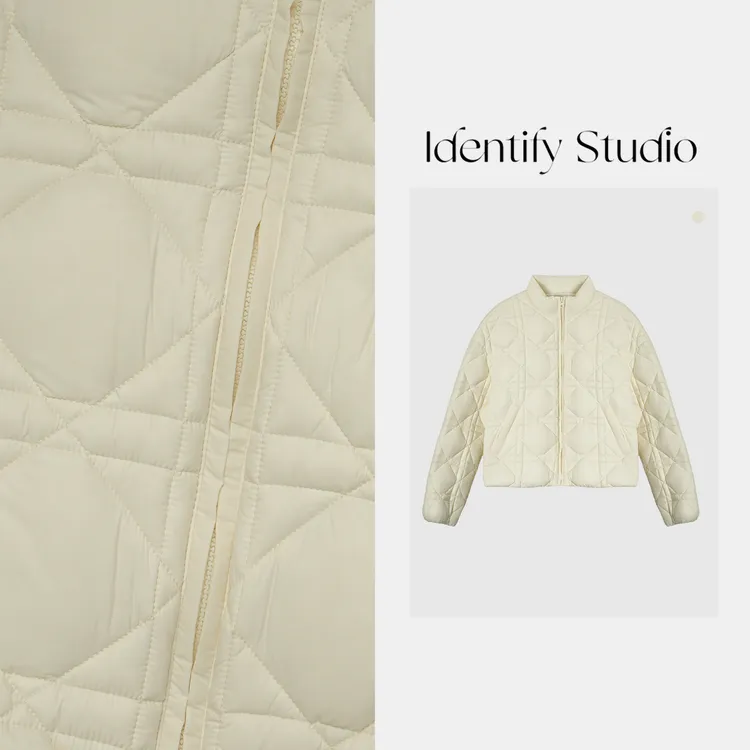  IDENTIFY冬季经典棱格款保暖时尚修身立领羽绒服25AW