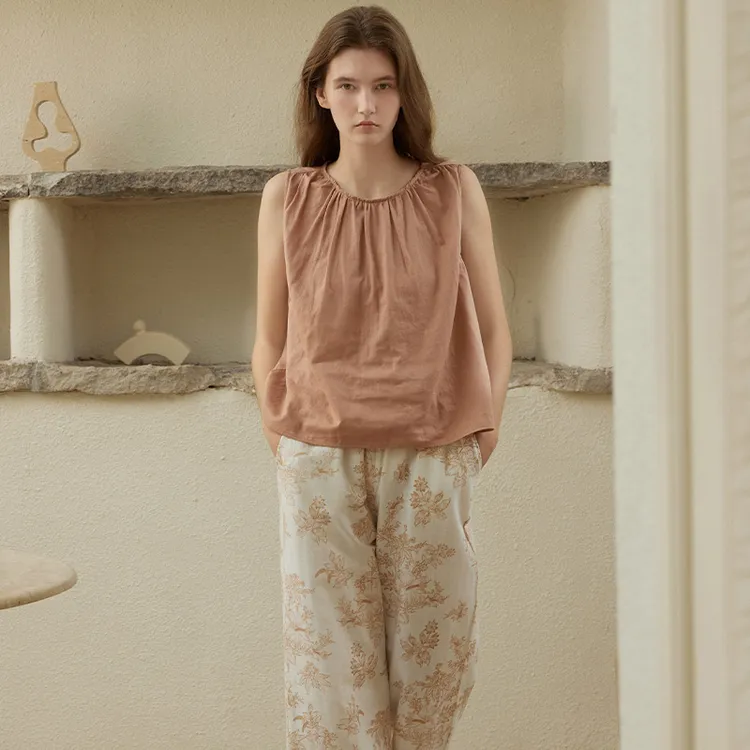 睡衣女款无袖背心纯棉纱布2025新款外穿无全棉薄款长裤家居服