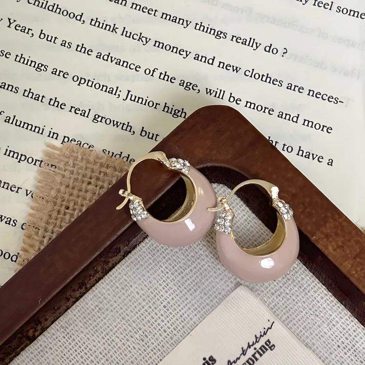 合金耳饰 女原创设计粉色日韩耳环圈圈精致冷淡风