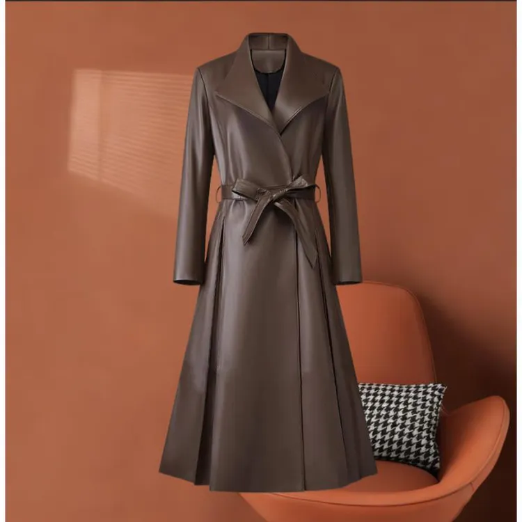 海宁真皮皮衣女长款绵羊皮风衣外套 CZYL-231