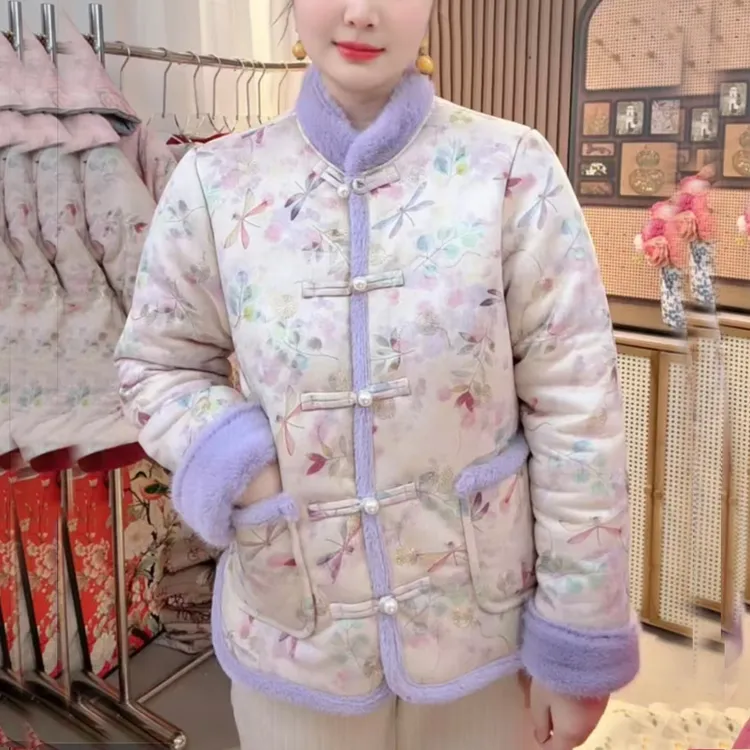 2025年冬季棉服加厚加绒新中式国风女士复古中国风民族风棉袄保暖