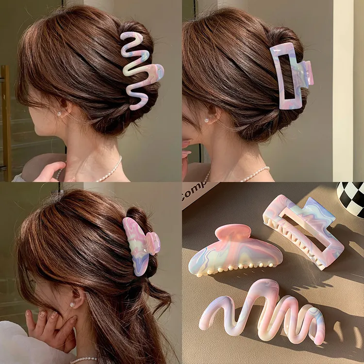 【人鱼姬】渐变大号鲨鱼夹 高级感后脑勺盘发抓夹 扎发显气质头饰