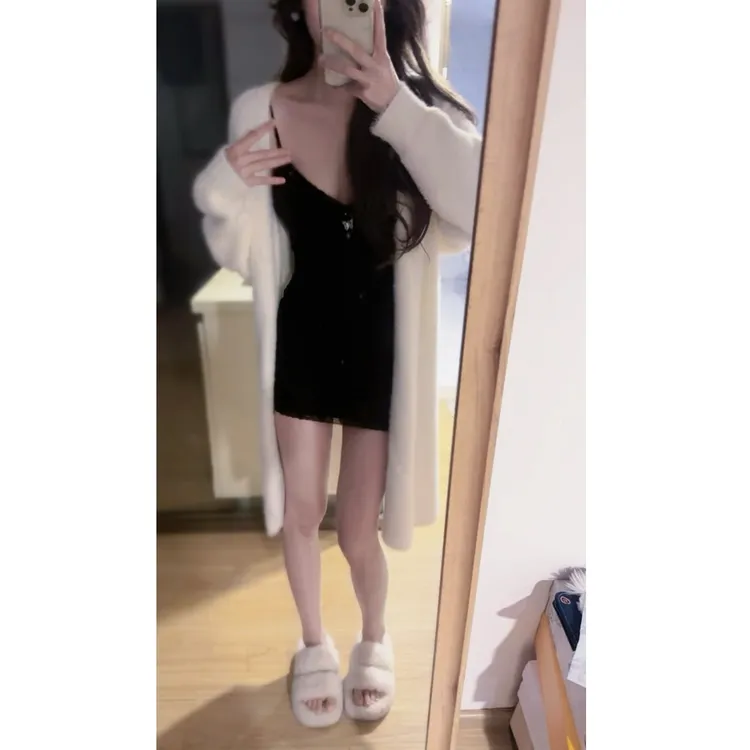 春季新款纯欲风显瘦小性感胸垫金属蝴蝶结包臀裙吊带裙套装裙