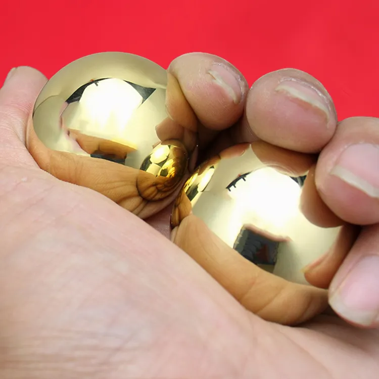 实心纯黄铜球健身球手球中老年人保健球手玩把件按摩球全铜手转球