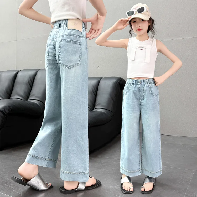 女童九分牛仔裤夏季2025新款中大童宽松薄款裤子儿童夏装阔腿裤潮