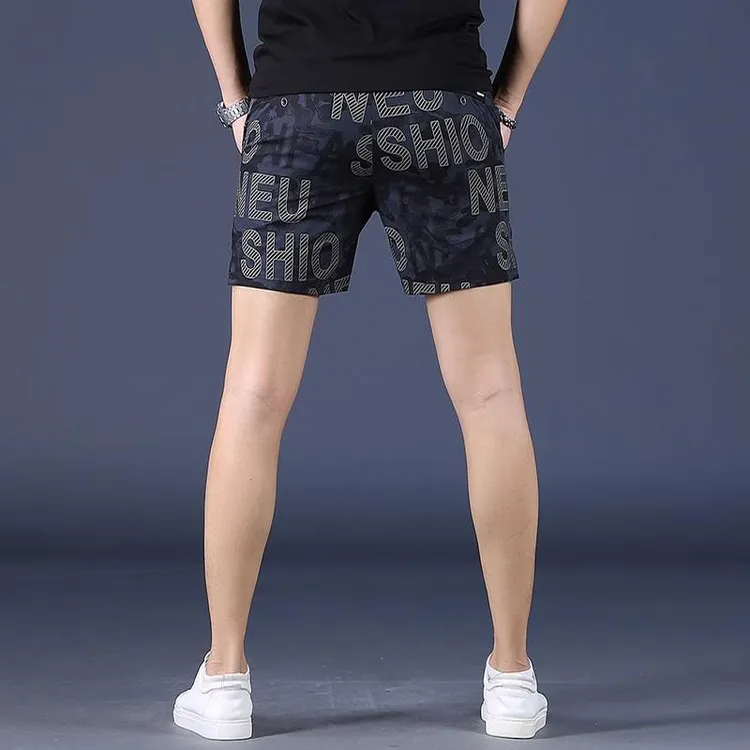 高端夏季薄款三分短裤男潮牌潮流休闲马裤沙滩裤冰丝四分裤五分裤