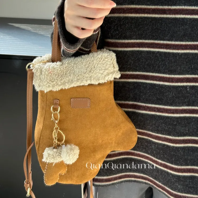 芊芊家可爱手套包2025新款百搭毛绒单肩斜挎包【QQ889】