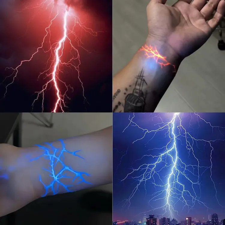 爆款闪电荧光纹身贴ins风潮酷小众适合男女手部装饰情侣款