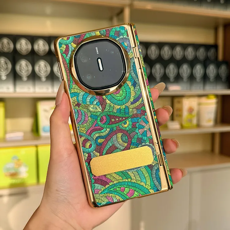 适用华为x6手机壳新款缤纷腰果花matex5典藏版保护壳简约旋转支架