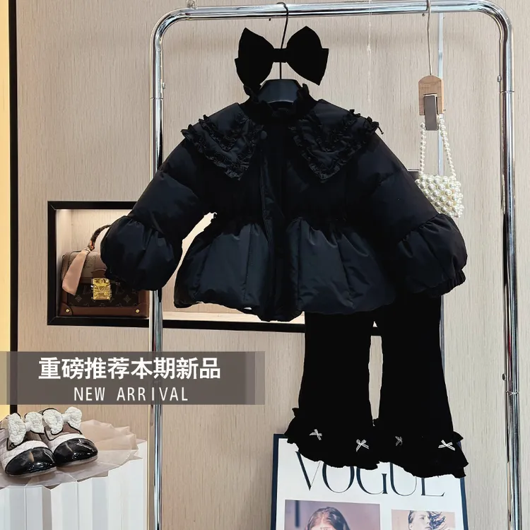 女童冬装外套2025新款冬季棉服加绒加厚小女孩洋气时尚棉衣两件套